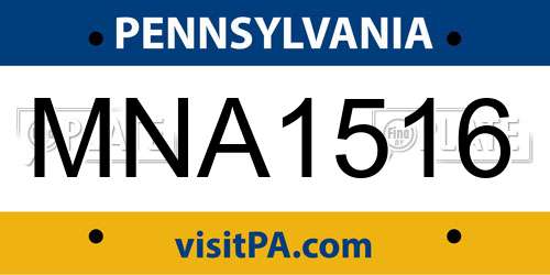 MNA1516 Pennsylvania License Plate