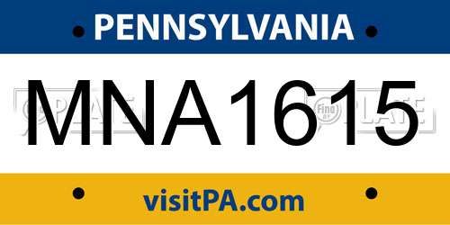 MNA1615 Pennsylvania License Plate