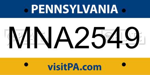 MNA2549 Pennsylvania License Plate