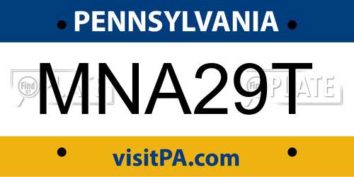 MNA29T Pennsylvania License Plate