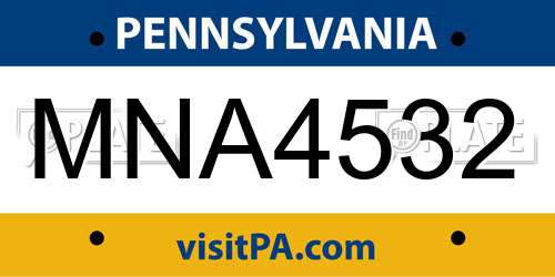 MNA4532 Pennsylvania License Plate