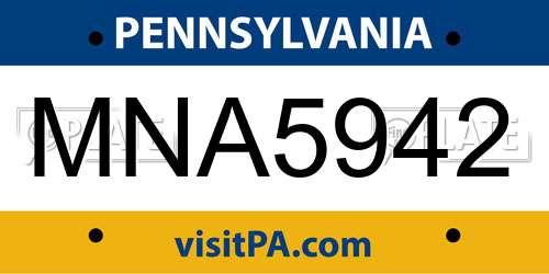 MNA5942 Pennsylvania License Plate