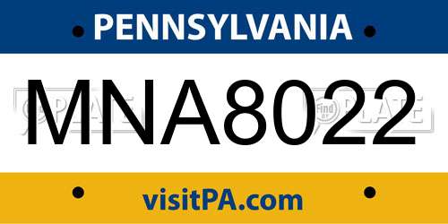 MNA8022 Pennsylvania License Plate