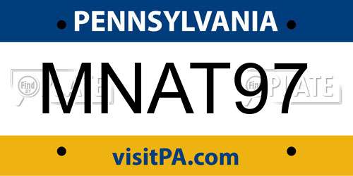 MNAT97 Pennsylvania License Plate