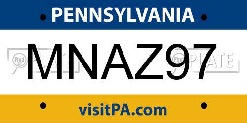 MNAZ97 Pennsylvania License Plate