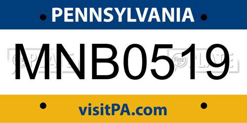 MNB0519 Pennsylvania License Plate