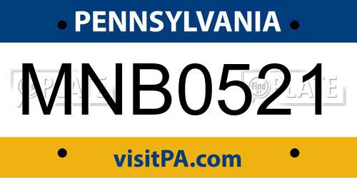 MNB0521 Pennsylvania License Plate