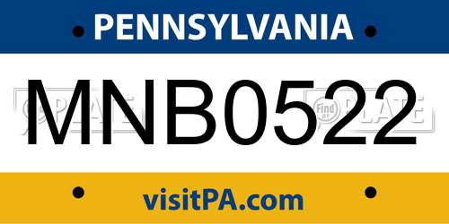 MNB0522 Pennsylvania License Plate