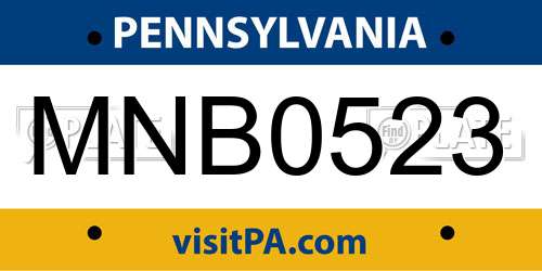 MNB0523 Pennsylvania License Plate