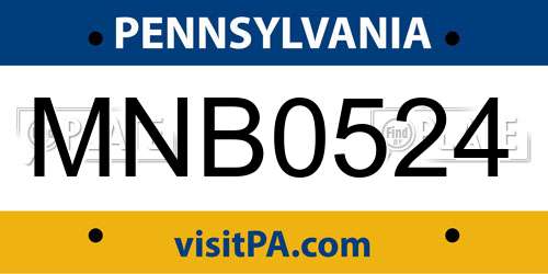 MNB0524 Pennsylvania License Plate
