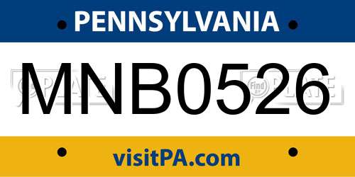 MNB0526 Pennsylvania License Plate