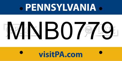 MNB0779 Pennsylvania License Plate