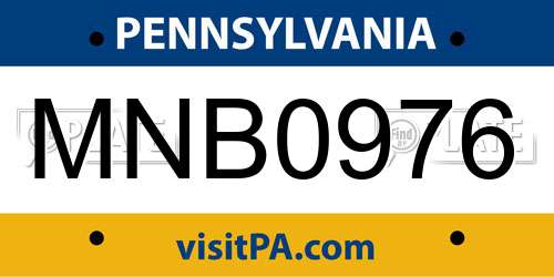 MNB0976 Pennsylvania License Plate