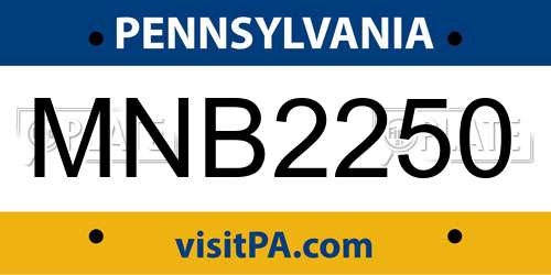 MNB2250 Pennsylvania License Plate