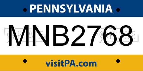 MNB2768 Pennsylvania License Plate