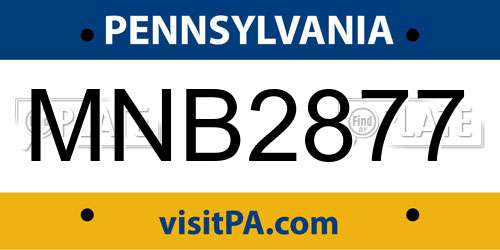 MNB2877 Pennsylvania License Plate