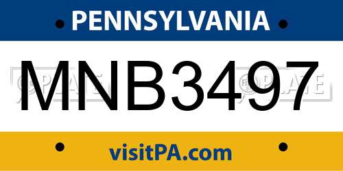 MNB3497 Pennsylvania License Plate