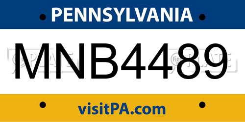 MNB4489 Pennsylvania License Plate