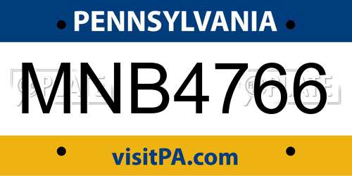 MNB4766 Pennsylvania License Plate