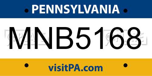 MNB5168 Pennsylvania License Plate