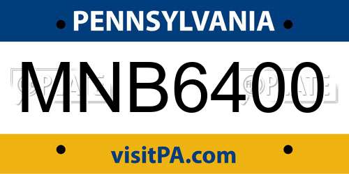 MNB6400 Pennsylvania License Plate