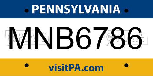 MNB6786 Pennsylvania License Plate