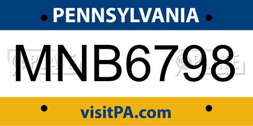 MNB6798 Pennsylvania License Plate