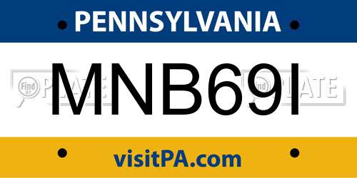 MNB69I Pennsylvania License Plate