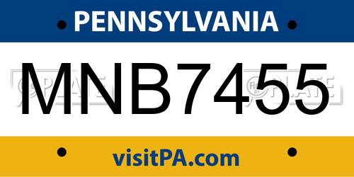 MNB7455 Pennsylvania License Plate