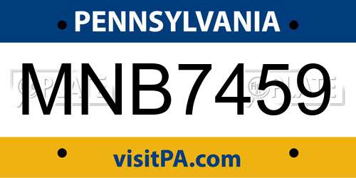 MNB7459 Pennsylvania License Plate