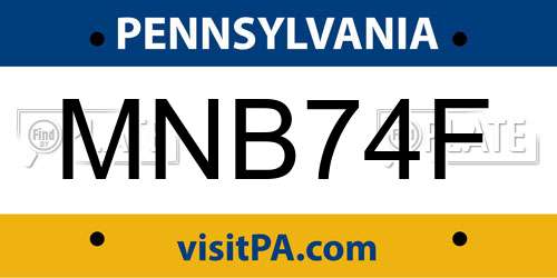 MNB74F Pennsylvania License Plate