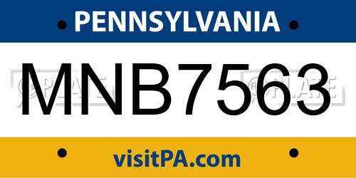 MNB7563 Pennsylvania License Plate