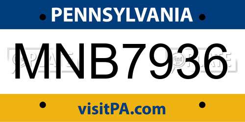 MNB7936 Pennsylvania License Plate