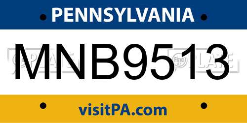 MNB9513 Pennsylvania License Plate