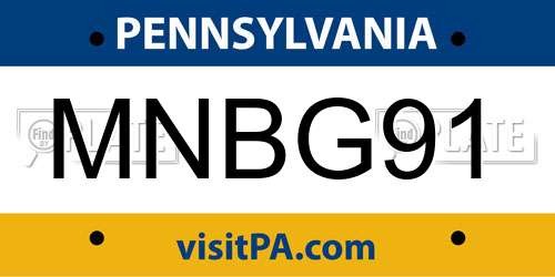 MNBG91 Pennsylvania License Plate