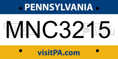 MNC3215 Pennsylvania License Plate