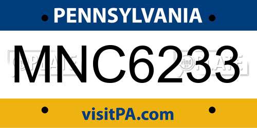 MNC6233 Pennsylvania License Plate