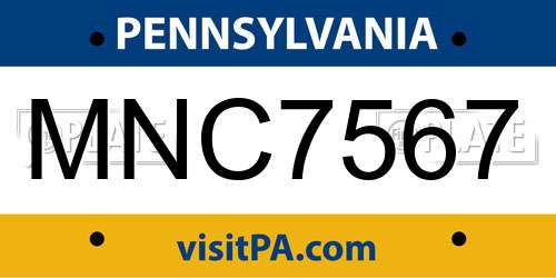 MNC7567 Pennsylvania License Plate