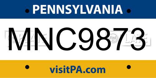 MNC9873 Pennsylvania License Plate