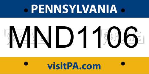 MND1106 Pennsylvania License Plate