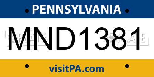 MND1381 Pennsylvania License Plate