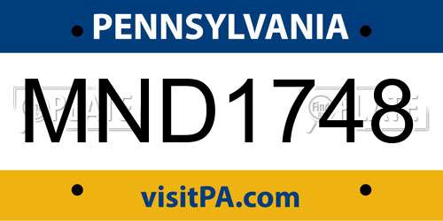 MND1748 Pennsylvania License Plate