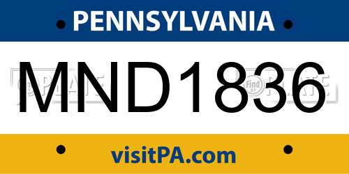 MND1836 Pennsylvania License Plate