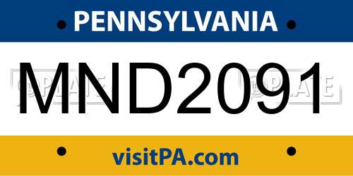 MND2091 Pennsylvania License Plate