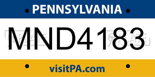MND4183 Pennsylvania License Plate