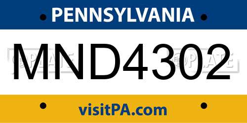 MND4302 Pennsylvania License Plate
