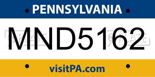 MND5162 Pennsylvania License Plate