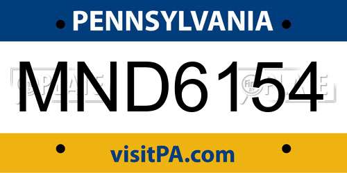 MND6154 Pennsylvania License Plate