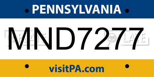 MND7277 Pennsylvania License Plate