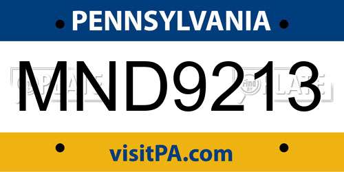 MND9213 Pennsylvania License Plate